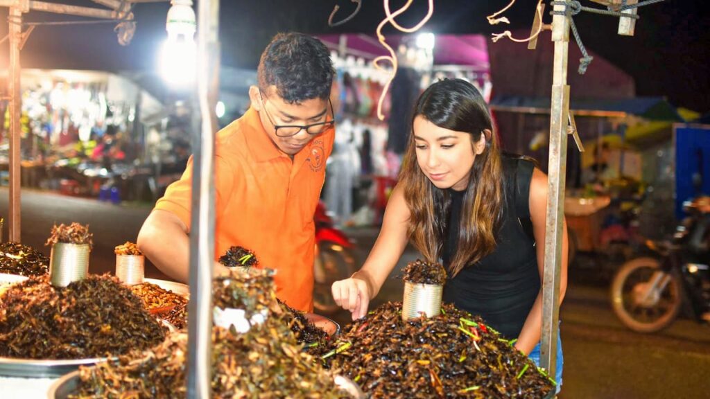 Siem Reap Food Market discovering grilled insects