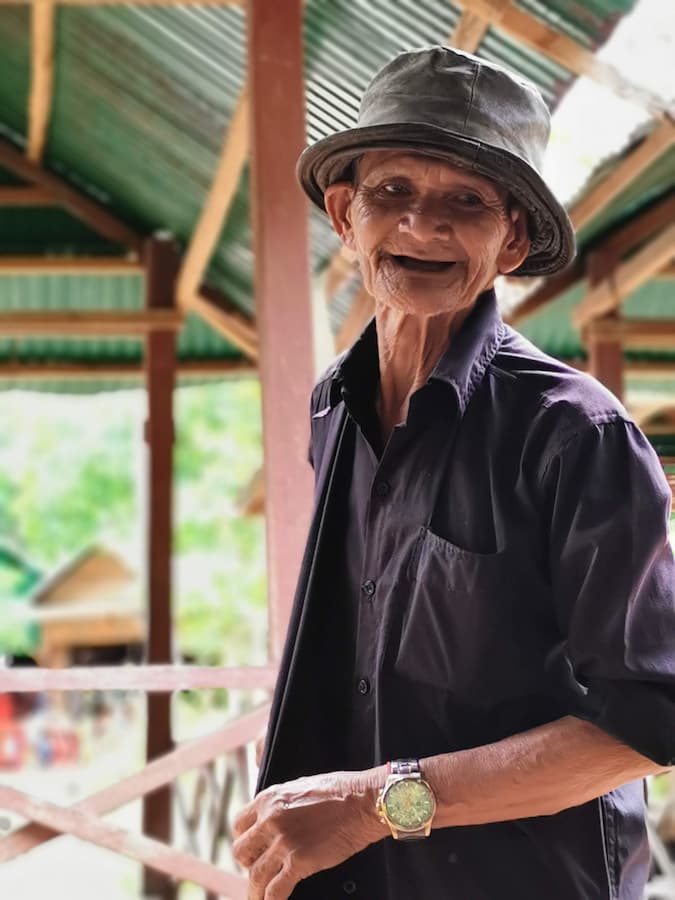 Elderly Cambodian man portrait at Phnom Kulen, Siem Reap